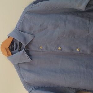 Nautica Blue Linen Summer/Beach Shirt (Medium)